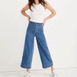 Madewell Emmett Wide-Leg Cropped Rainbow Stitching Jeans - Sz 25